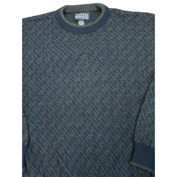 VTG 90s Y2K Jantzen Classics Gray Black Grandpa Sweater Diamond Size Large - Picture 5 of 8